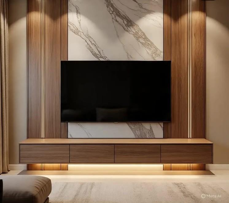 Modern Wood TV Wall Panel view 4