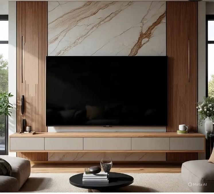 Luxury Marble TV Wall Panel view 2