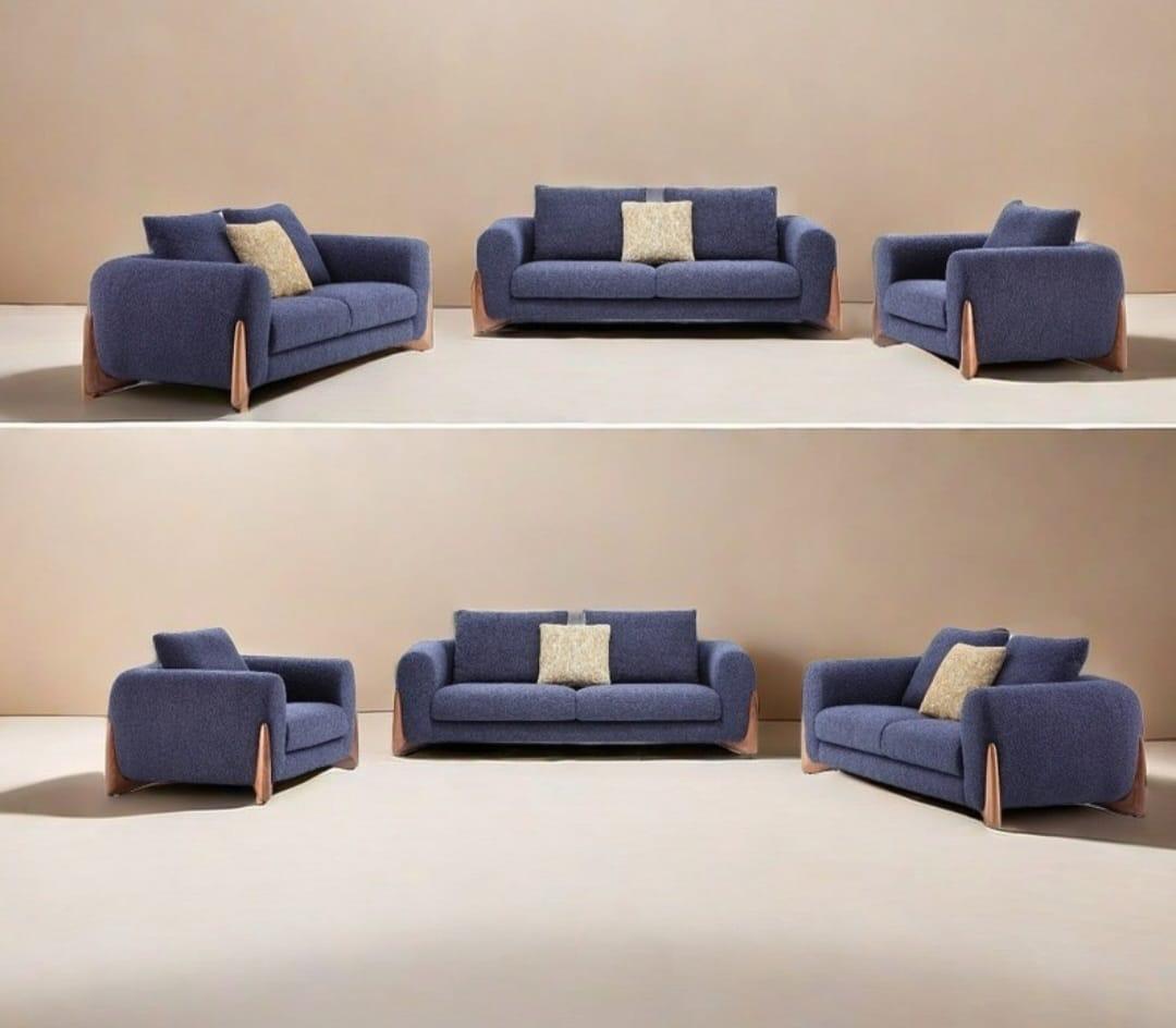 Contemporary Navy Blue Living Room Sofa Set