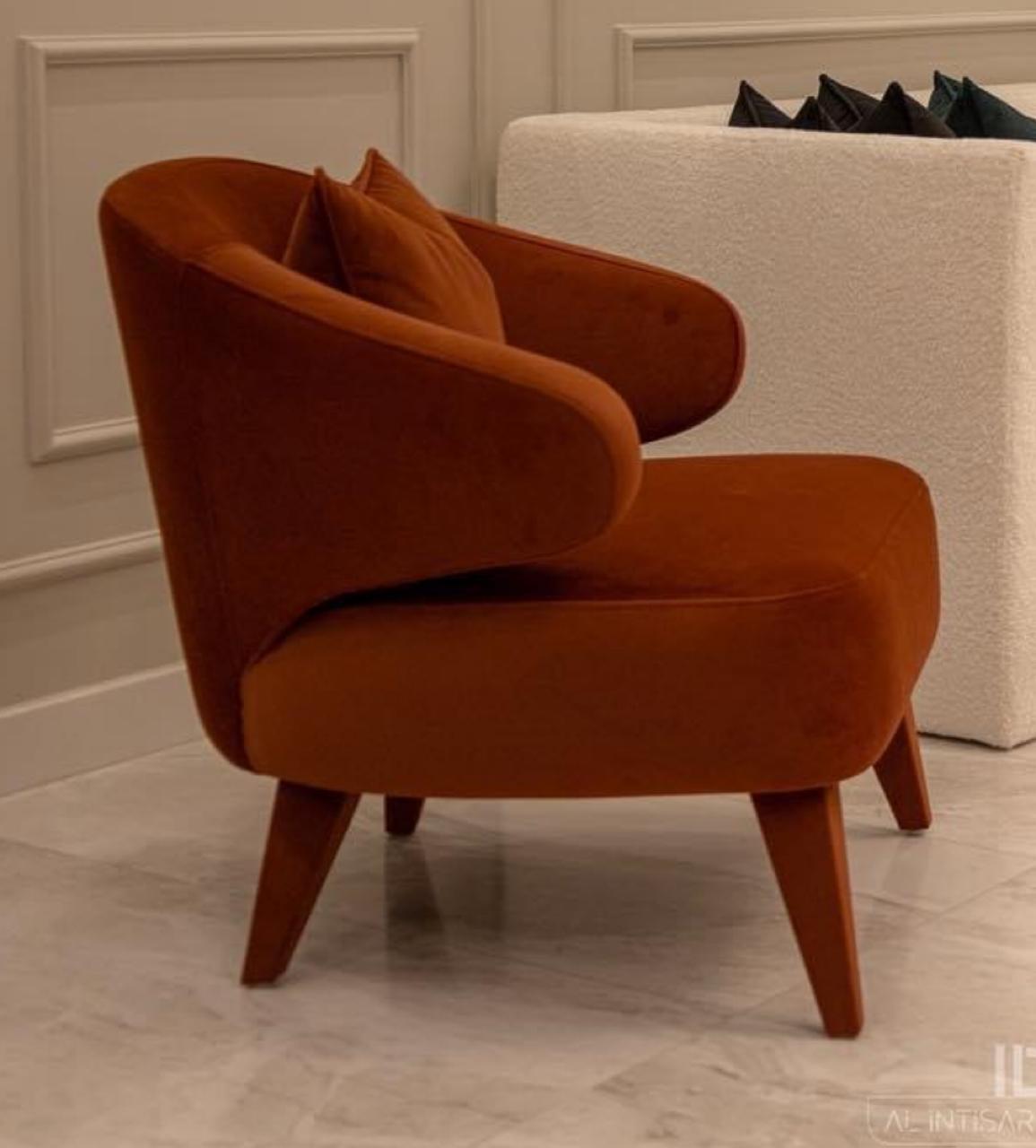 Modern Terracotta Boucle Accent Chair