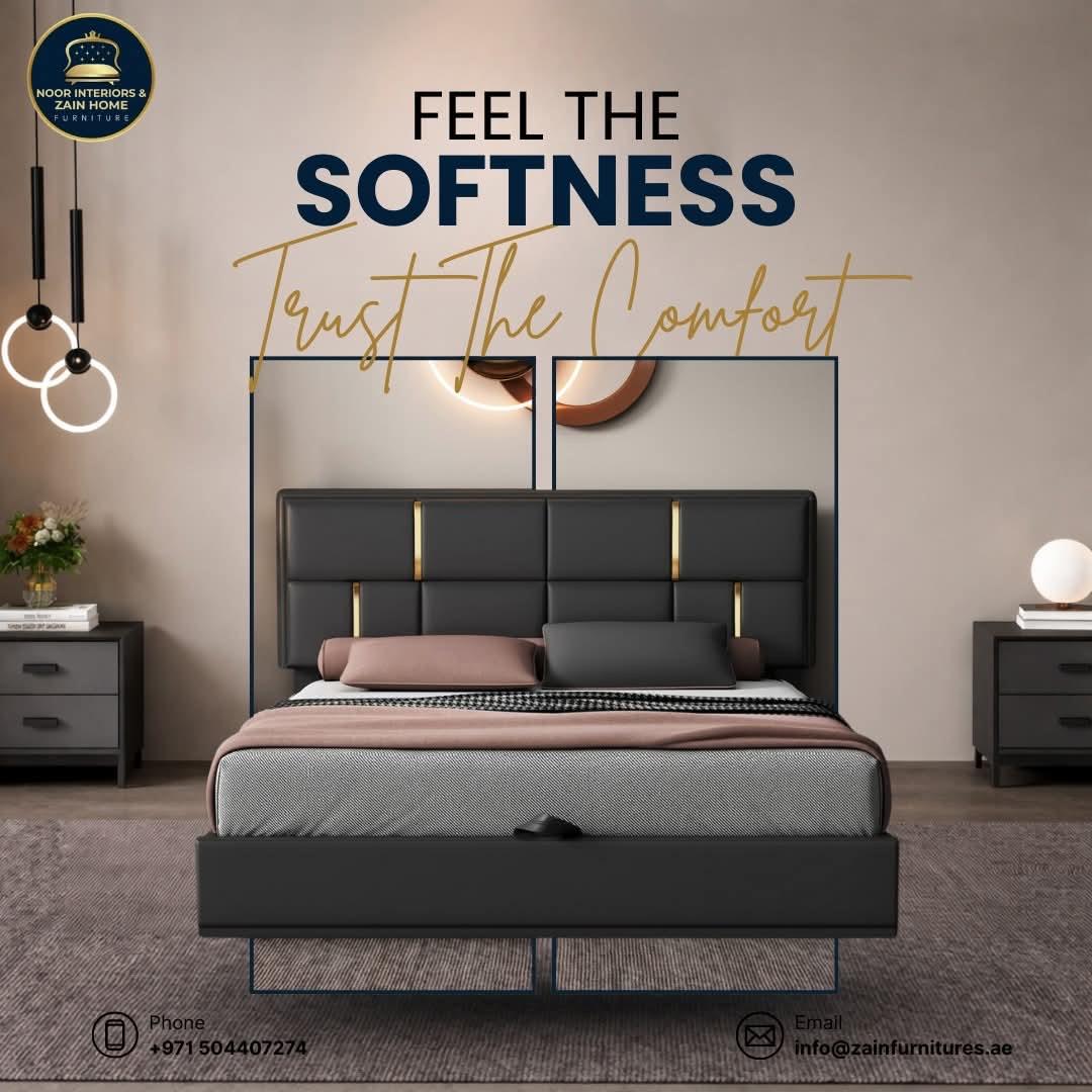 Special Offer Grey Velvet Bed with Gold Accents