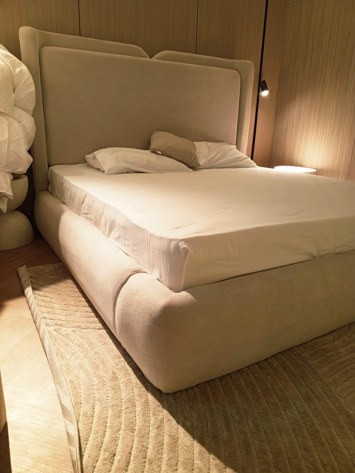 Modern Beige Bed Frame in Master Bedroom