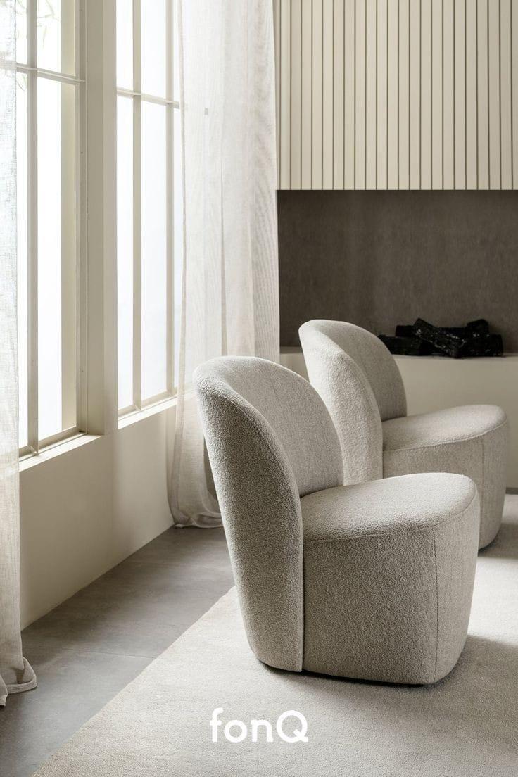 Elegant Cream Boucle Accent Chairs Set