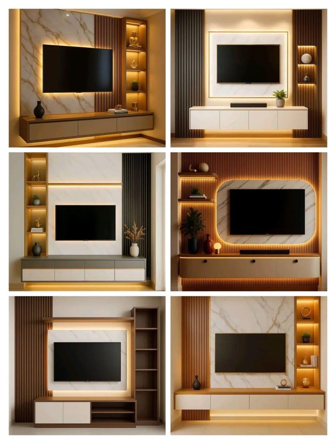 Custom Modern TV Console and Fluted Wall Panel Designs
