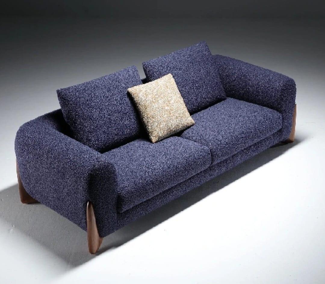 Modern Navy Blue Textured Fabric Couch Detail