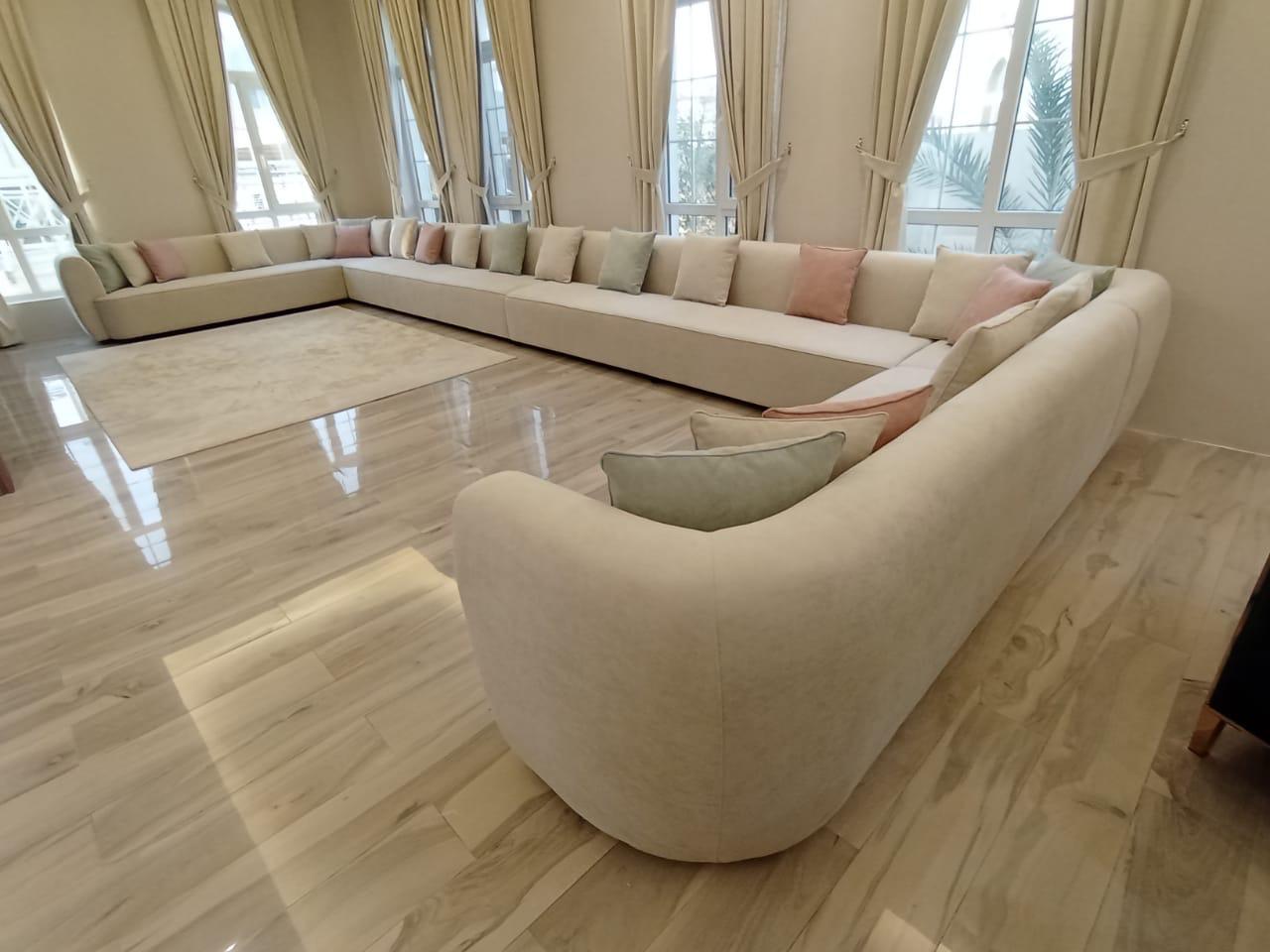 Modern Cream Curved Boucle Living Room Sofa