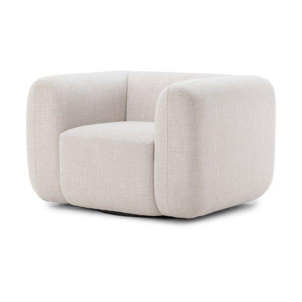 Modern Cream Boucle Swivel Chair