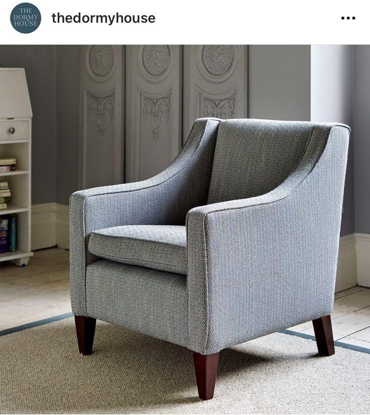 Classic Light Blue Textured Fabric Armchair