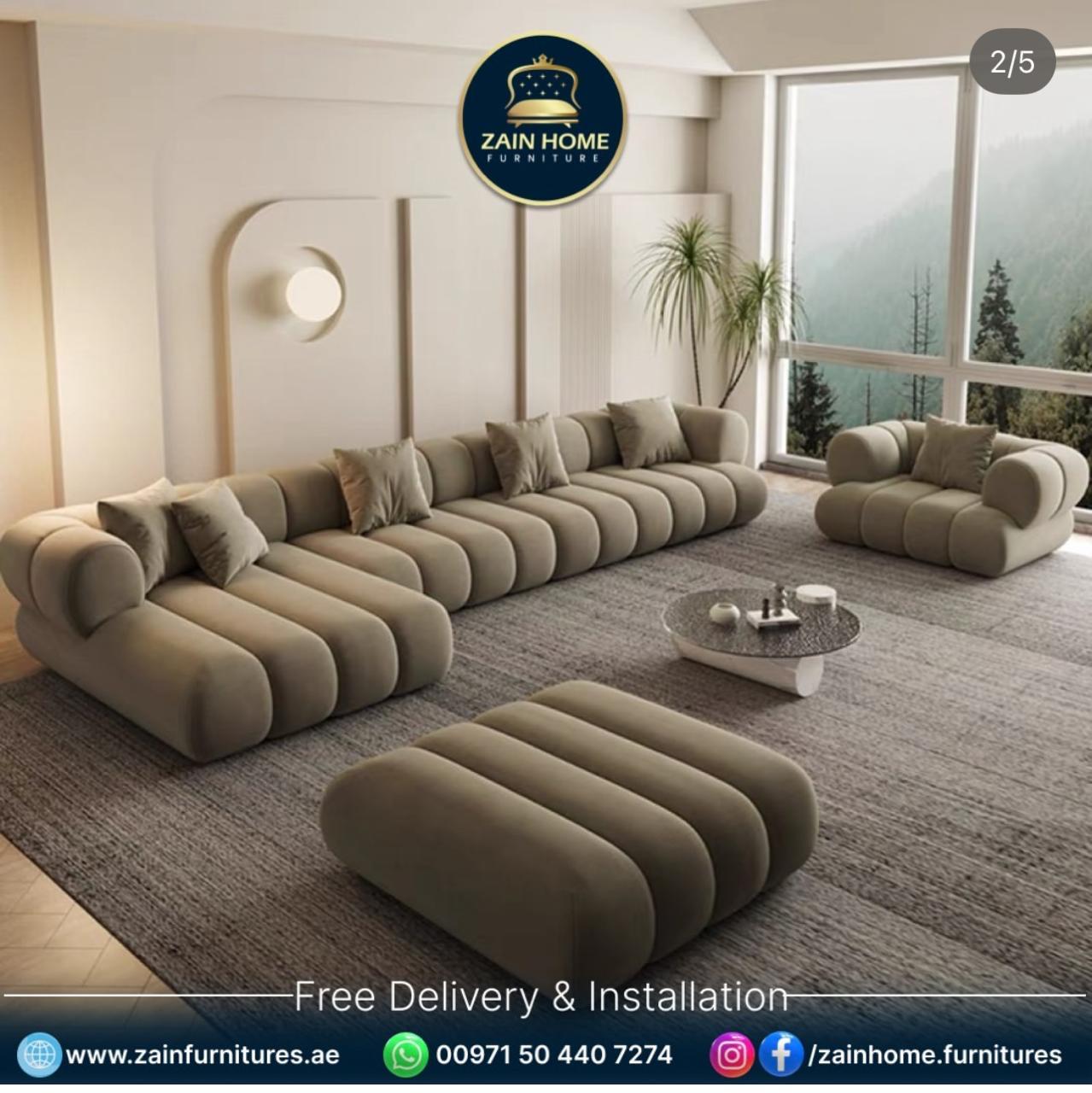 Modern Brown Corduroy Modular Sectional Sofa