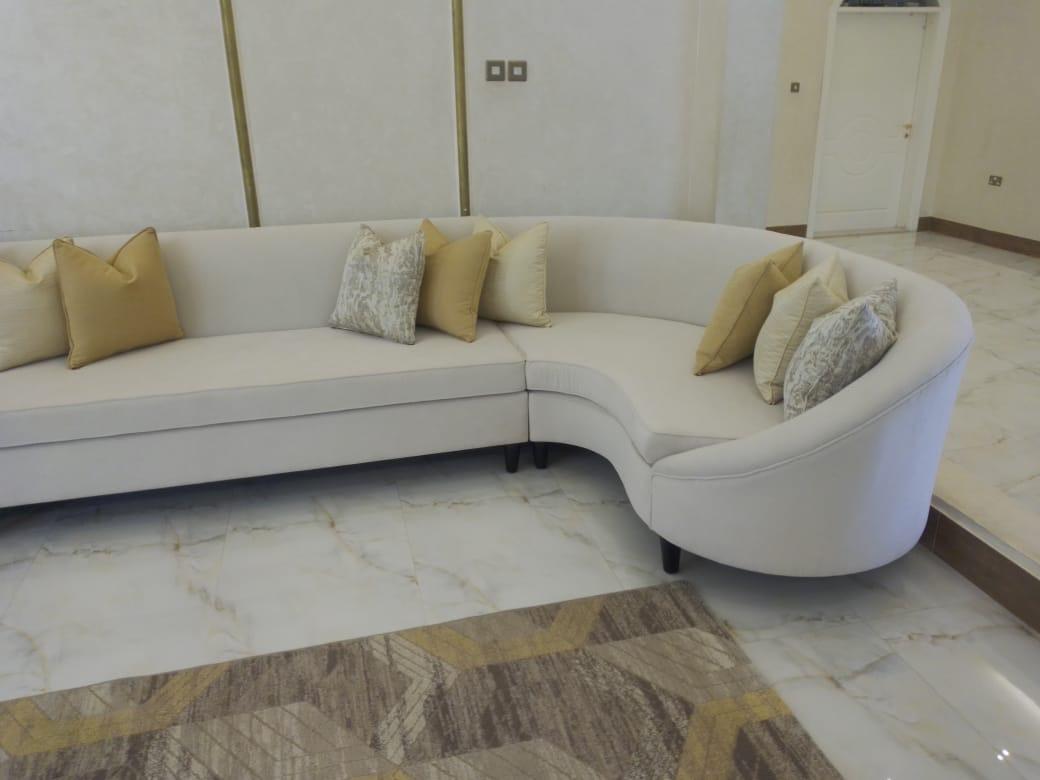 Modern Cream Curved Sectional Sofa