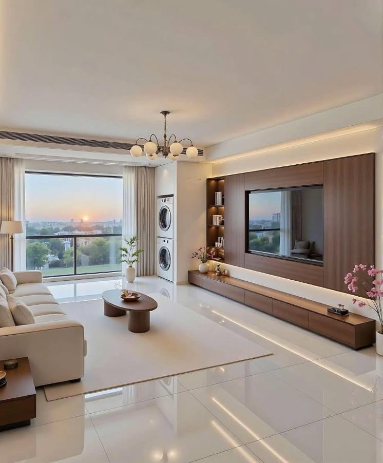 Modern Wood TV Wall Panel view 2